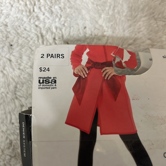 Size 4 Hue opaque black and olive green tights, NWT, - Picture 2 of 4